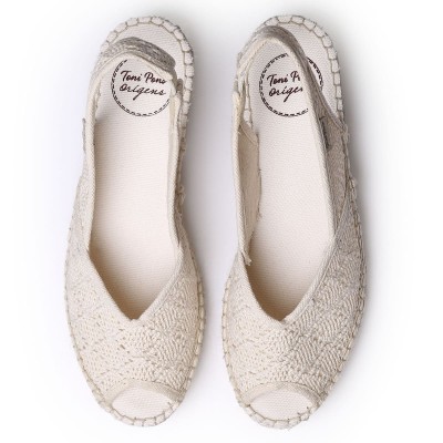 Alpargatas de ganchillo crudas estilos salón Blanca Toni Pons - Tpblancaad