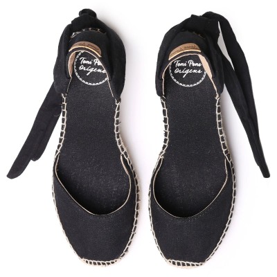 Toni Pons alpargatas negras de cuña Julia con cintas para mujer - Tpjulian