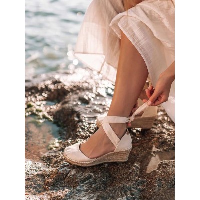 Alpargatas de cuña Julia con cintas crudas Toni Pons mujer - Tpjuliac