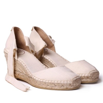 Alpargatas de cuña Julia con cintas crudas Toni Pons mujer - Tpjuliac