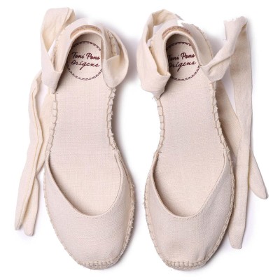 Alpargatas de cuña Julia con cintas crudas Toni Pons mujer - Tpjuliac