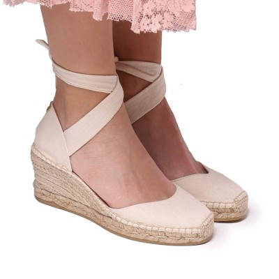 Alpargatas de cuña Julia con cintas crudas Toni Pons mujer - Tpjuliac