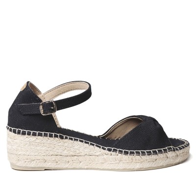 Alpargatas de cuña lazada Bilma en negras Toni Pons - Tpbilmaln