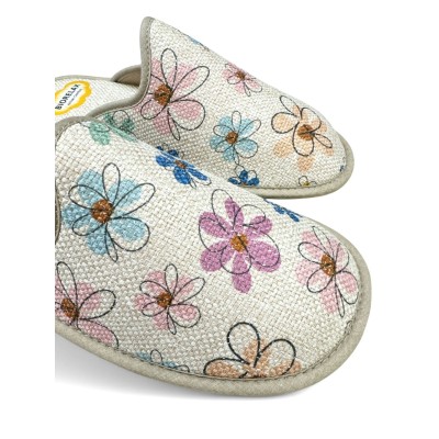 Zapatilla Biorelax primavera acolchada rafia flores mujer - Bio4017