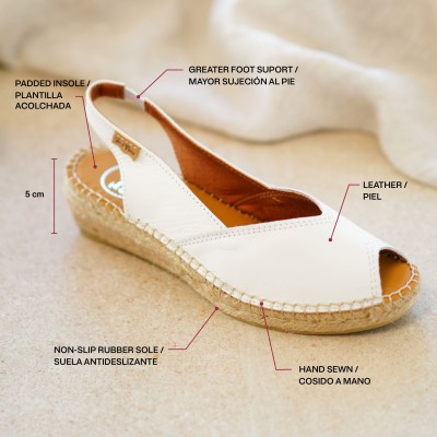 Alpargata cómoda Bernia Toni Pons en piel blanca estilo salon - Tpberniapb