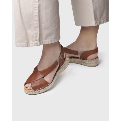 Alpargatas bajas Toni Pons Elda de piel cuero cruzadas - Tpeldapc