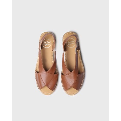 Alpargatas bajas Toni Pons Elda de piel cuero cruzadas - Tpeldapc