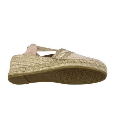 Alpargatas cuña cómoda de calidad en tejido Velvet para mujer rosa - As505