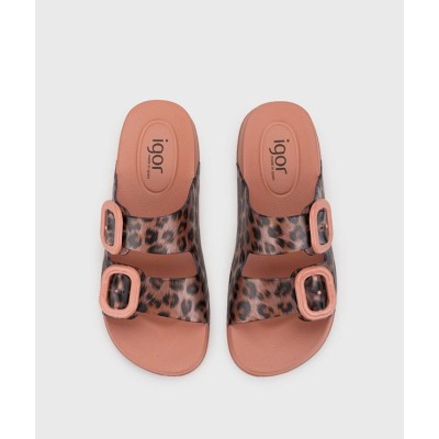 Chanclas Leopardo para agua de mujer Igor en color salmón - I10336s
