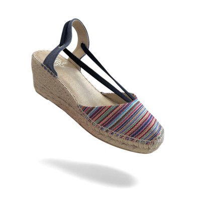 Alpargatas de rayas con elásticos para mujer artesanales Anserioja - As523