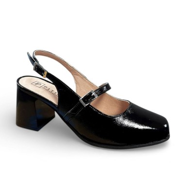 Zapatos de vestir Pitillos Mercedes con tacon cuadrado en negro - P11163