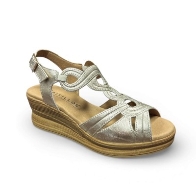 Pitillos sandalias de vestir con plataforma para mujer oro - P11050