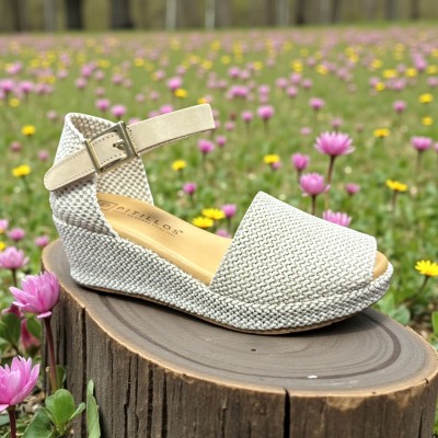Pitillos sandalias pala de rafia con cuña cómoda plataforma - P11260