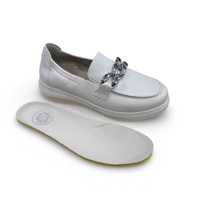 Zapatos mocasines blancos horma ancha G Comfort para mujer - Gc26295wwb