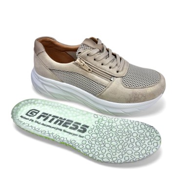 Deportiva de vestir en piel y tejido horma ancha G Comfort mujer - Gc1561t