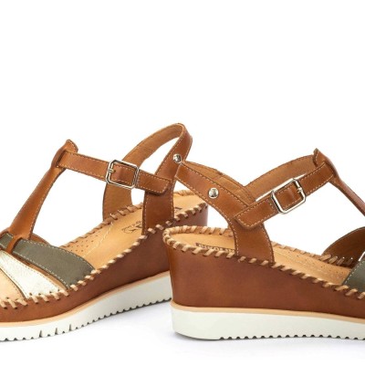 Pikolinos sandalias con cuña aguadulce en mujer cuero con velcro - Pk1836c