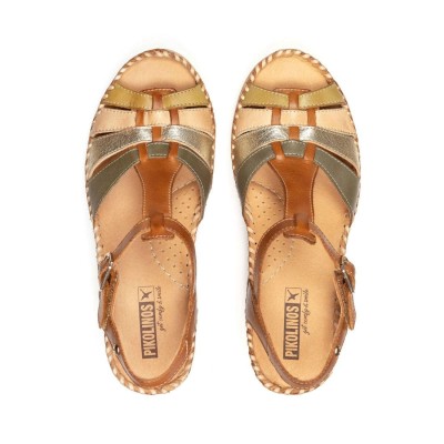 Pikolinos sandalias con cuña aguadulce en mujer cuero con velcro - Pk1836c