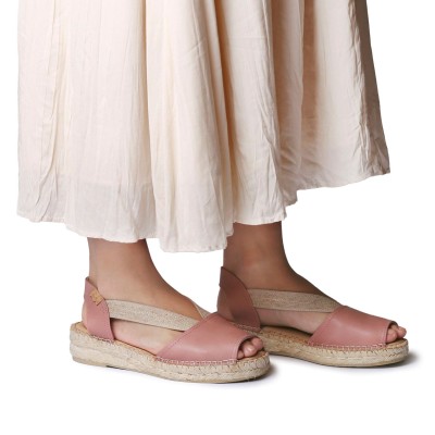 Alpargatas bajas de piel rosa Toni Pons Tala ancho especial mujer - Tptalar