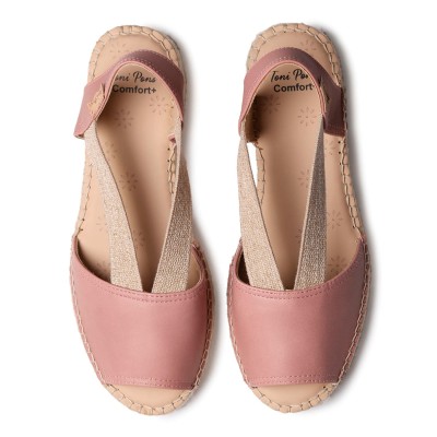 Alpargatas bajas de piel rosa Toni Pons Tala ancho especial mujer - Tptalar