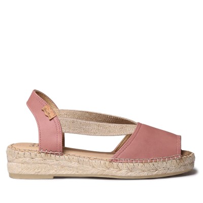 Alpargatas bajas de piel rosa Toni Pons Tala ancho especial mujer - Tptalar