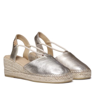 Alpargatas ancho especial mujer Tana de Toni Pons en piel dorada - Tptanao