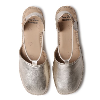 Alpargatas ancho especial mujer Tana de Toni Pons en piel dorada - Tptanao
