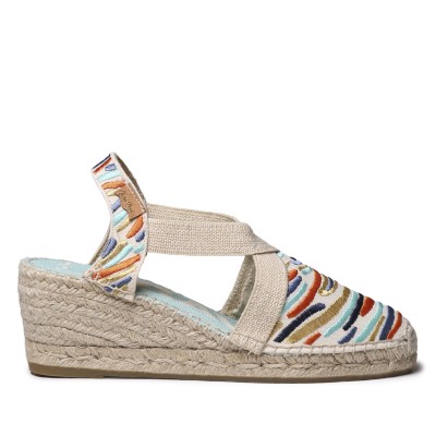 Toni pons alpargata Montjoi con bordados cuña media para mujer - Tpmontjoir