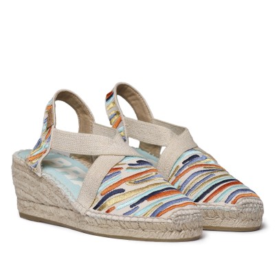 Toni pons alpargata Montjoi con bordados cuña media para mujer - Tpmontjoir