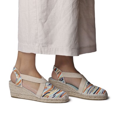 Toni pons alpargata Montjoi con bordados cuña media para mujer - Tpmontjoir