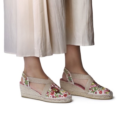 Alpargatas de cuña artesanales bordadas Montojoi Toni Pons - Tpmontjoib