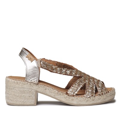 Alpargatas artesanales con tacón Doris de Toni Pons mujer tejido dorado - Tpdoriso