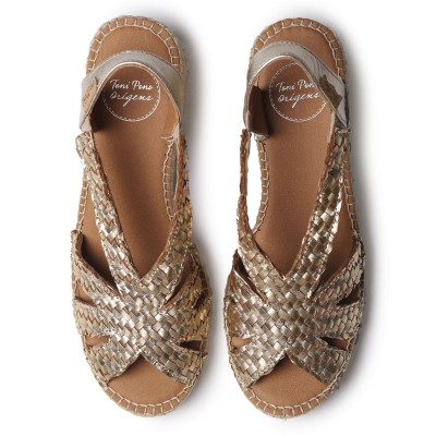 Alpargatas artesanales con tacón Doris de Toni Pons mujer tejido dorado - Tpdoriso