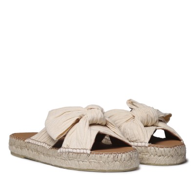 Toni Pons alpargatas planas tipo zueco en crudo con lazo Tpelinac