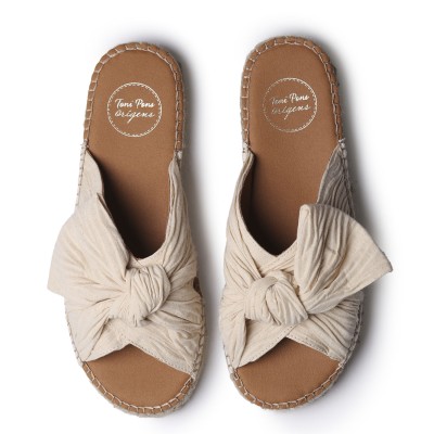 Toni Pons alpargatas planas tipo zueco en crudo con lazo Tpelinac