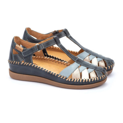 Sandalias mujer cerradas Cadaqués en piel azul Pikolinos - Pk0705c1m