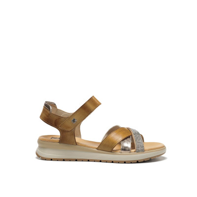 Sandalias cuña baja cuero con brillantes Dorking By Fluchos mujer - Dk9728cu