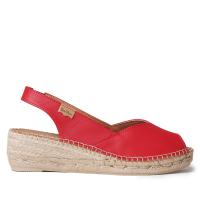 Alpargatas de mujer yute cuña baja Toni Pons Bernia rojas - Tpberniapr