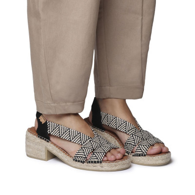 Alpargatas artesanales Dalyn Toni Pons con tacón negras - Tpdalynn