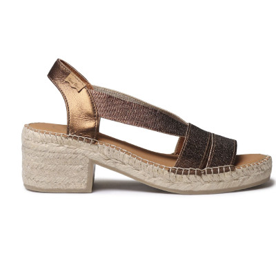 Alpargatas de tacón Dama Toni Pons cosido a mano bronce - Tpdamab