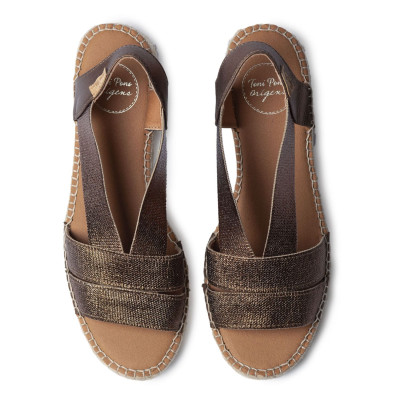 Alpargatas de tacón Dama Toni Pons cosido a mano bronce - Tpdamab