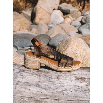 Alpargatas de tacón Dama Toni Pons cosido a mano bronce - Tpdamab