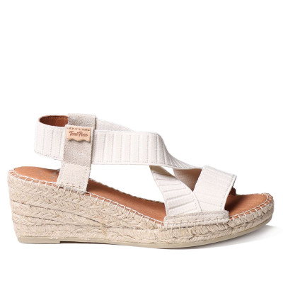 Sandalia de cuña Alpargata Tura Toni Pons en elásticos crudos - Tpturatrc