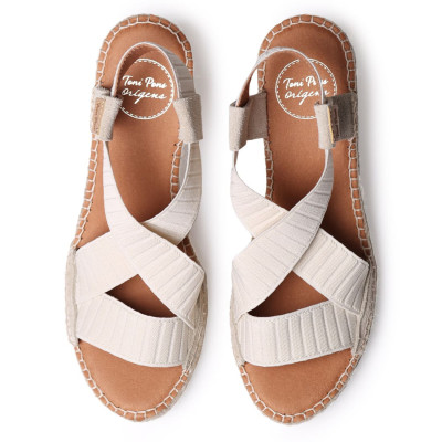 Sandalia de cuña Alpargata Tura Toni Pons en elásticos crudos - Tpturatrc