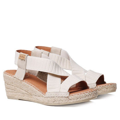 Sandalia de cuña Alpargata Tura Toni Pons en elásticos crudos - Tpturatrc