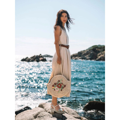 Bolso tipo mimbre redondo floral Rubina peonia de Toni Pons mujer -  Tprubina