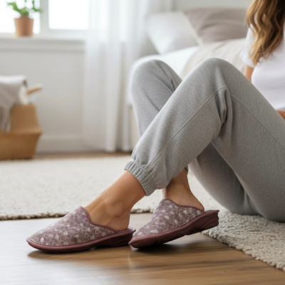 Zapatillas para casa mujer con cuña y acolchado Biorelax - Bio1870