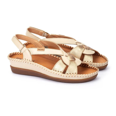 Sandalias Cadaqués con cuña abiertas Pikolinos piel metalizada - Pk1839c1