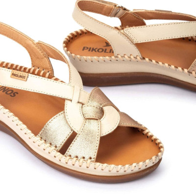 Sandalias Cadaqués con cuña abiertas Pikolinos piel metalizada - Pk1839c1