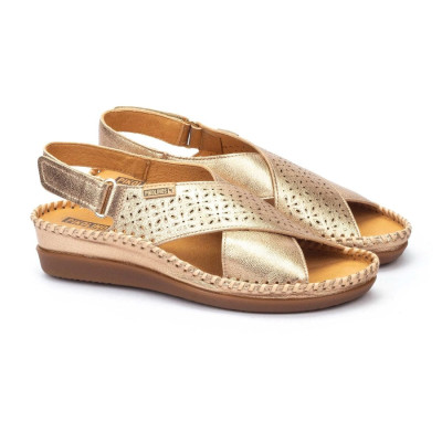 Sandalias Pikolinos mujer Cadaqués abierta con cuña oro - Pk0848cl