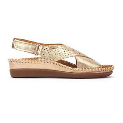 Sandalias Pikolinos mujer Cadaqués abierta con cuña oro - Pk0848cl